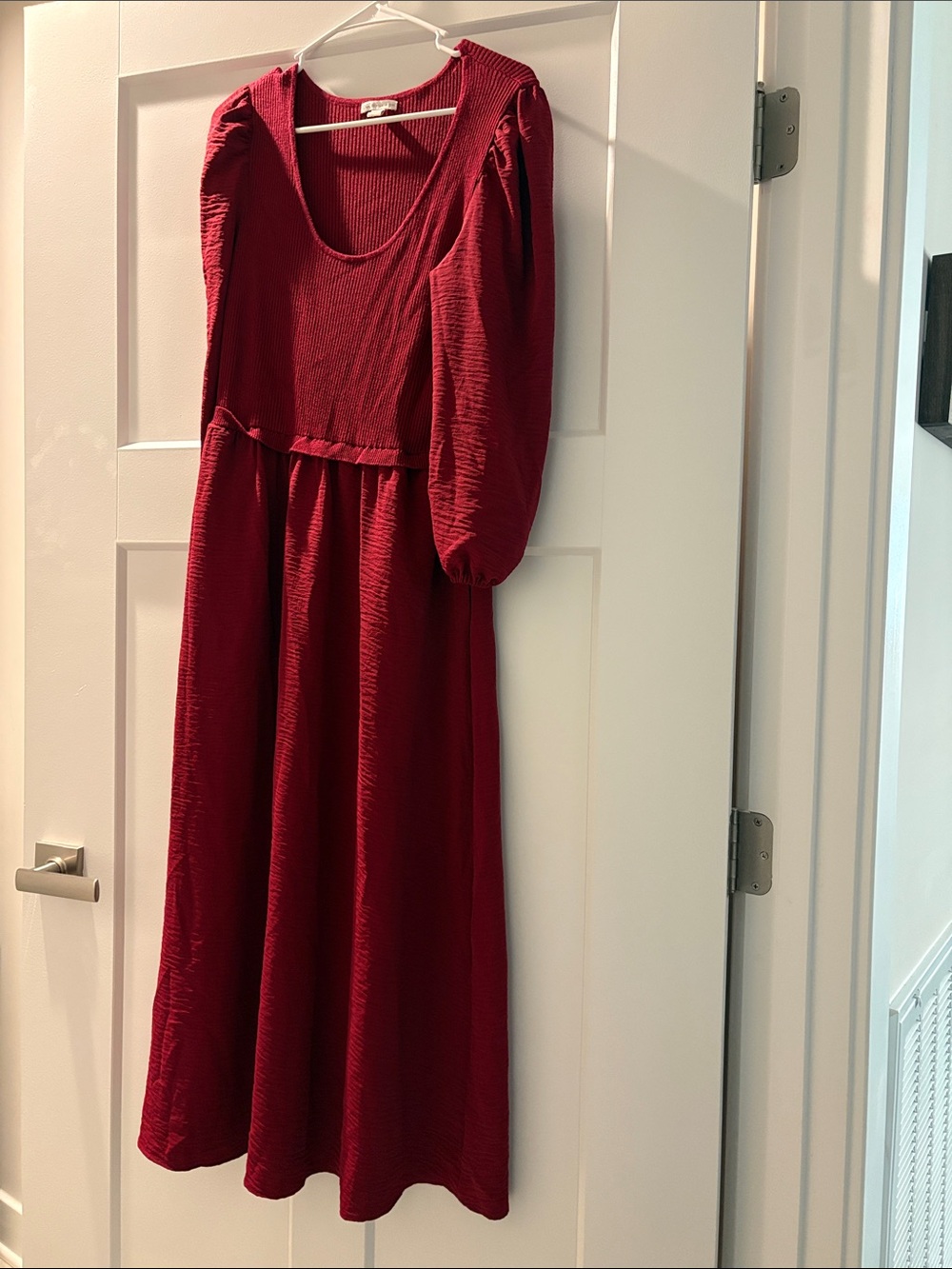 Cato Deep Red Long Sleeve Midi Dress